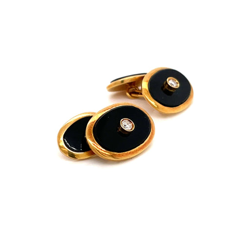 Boutons de manchette Boutons de manchette Leo Pizzo Onyx Diamants 58 Facettes