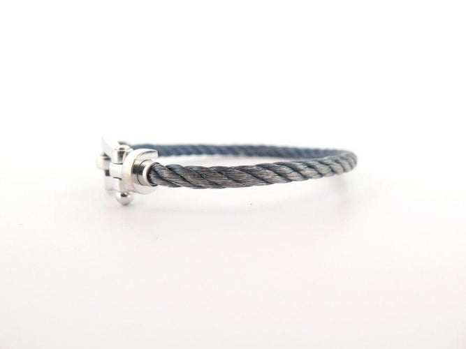Bracelet bracelet FRED force 10 gm manille en or blanc 18k cable bleu 18cm 58 Facettes 253261