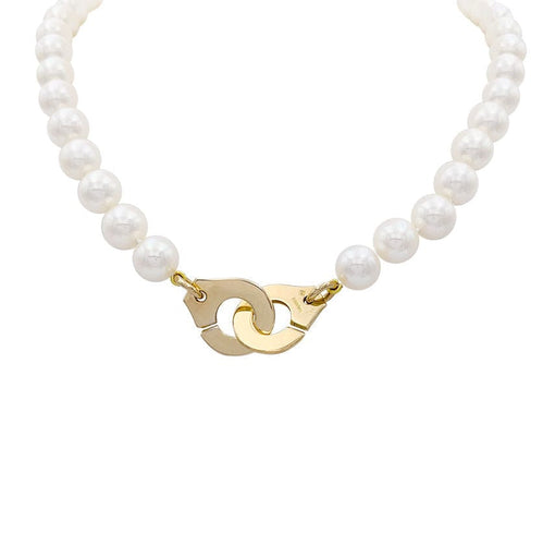 Collier Collier de perles Dinh Van, "Menottes R15", en or jaune. 58 Facettes 32600