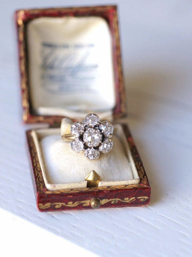 Bague Bague de fiançailles marguerite ancienne, or, argent et diamants 58 Facettes