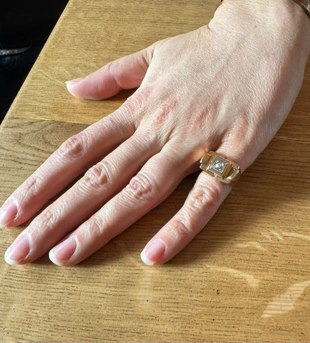 Bague 52 Bague Tank Or et Diamant 58 Facettes