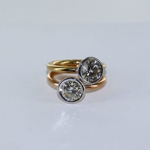 Bague 52 Bague "Toi et Moi"  3 Ors Diamants 58 Facettes