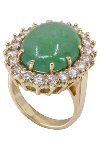 Bague 50 BAGUE POMPADOUR OR JAUNE JADE ET DIAMANTS 58 Facettes 077901