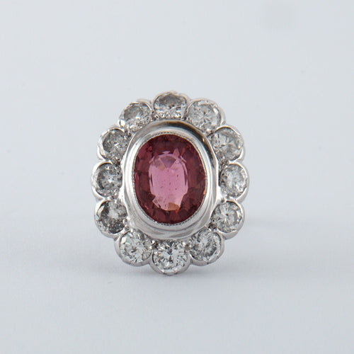 Bague 52 Bague Marguerite Tourmaline rose et Diamants 58 Facettes