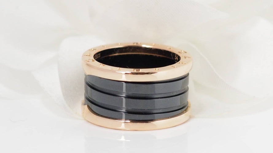 Bague 54 Bague Bulgari en or rose et céramique noir 58 Facettes 31946