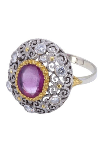 Bague BAGUE ANCIENNE RUBIS ET DIAMANTS 58 Facettes 066491
