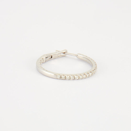 Boucles d'oreilles Créoles en Or blanc &  diamants 58 Facettes