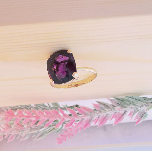 Bague Bague Spinelle mauve en Solitaire Or Jaune 58 Facettes AA 1497