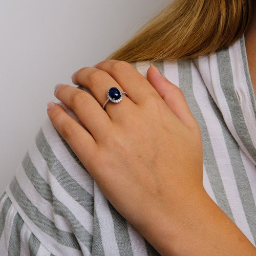 Bague Bague Saphir cabochon Diamants 58 Facettes