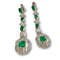 Boucles d'oreilles Boucles d'oreilles en platine de style Art Déco avec diamants et émeraude 58 Facettes Q725A