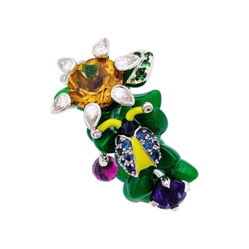 Bague 51 Bague Dior, "Milly Carnivora", laque, diamants, pierres de couleur. 58 Facettes 33130