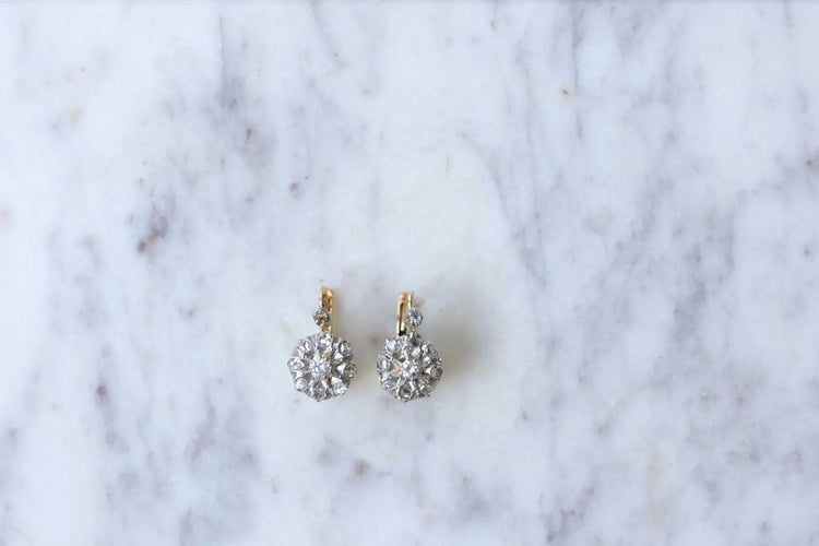 Boucles d'oreilles Boucles d'oreilles Or jaune, Platine, Diamants 58 Facettes