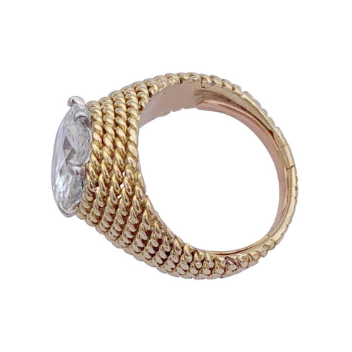 Bague 49 Bague vintage or jaune, platine et diamant 3,01 ct. 58 Facettes 32072