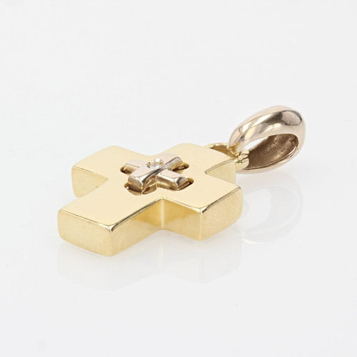 Pendentif Croix or jaune et diamant 58 Facettes 12-075