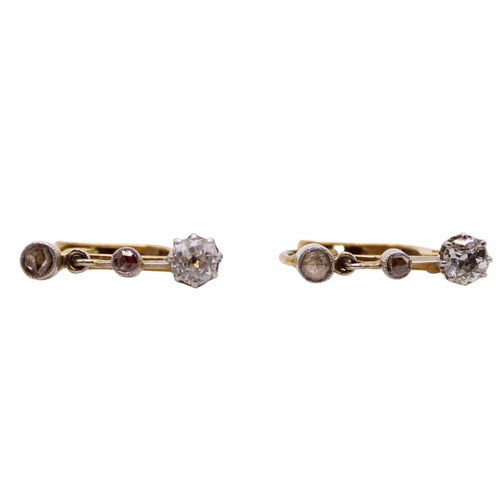 Boucles d'oreilles Dormeuses, trilogie de diamants 58 Facettes