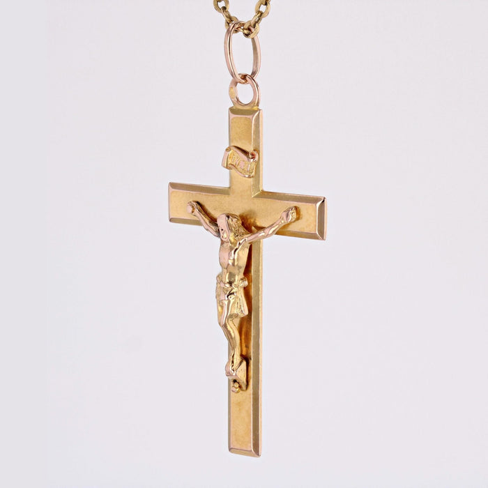 Pendentif Croix ancienne or rose avec Christ 58 Facettes CVP85