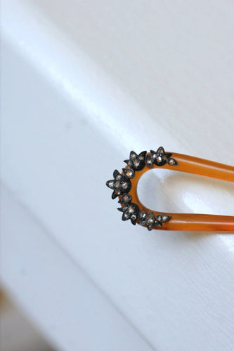 Accessoire Peigne ancien diamants et argent sur corne 58 Facettes