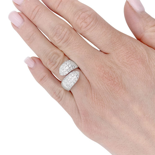 Bague 51 Bague Chaumet, "Plume pointes diamants croisées", or blanc, diamants. 58 Facettes 32613