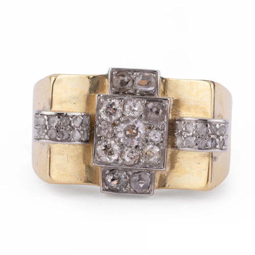 Bague Bague Tank en platine et or 58 Facettes 1