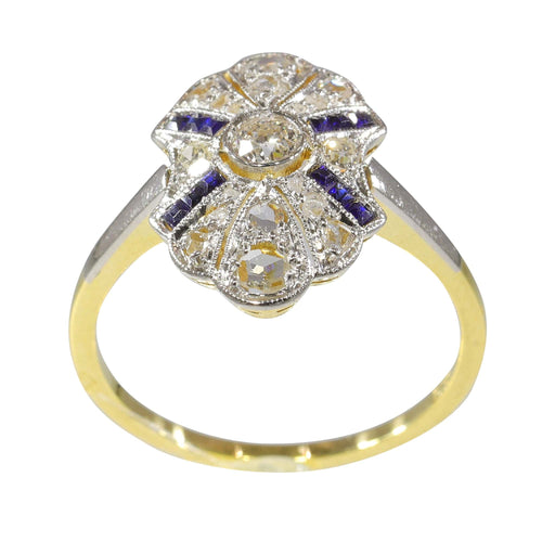 Bague 55 Bague de fiançailles Art Déco Diamant Saphir 58 Facettes 23263-0558