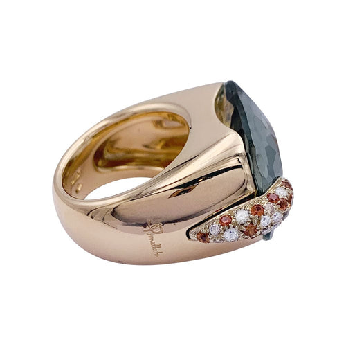 Bague 54 Bague Pomellato, "Pin Up", or rose, prasiolite, diamants, grenats. 58 Facettes 32559