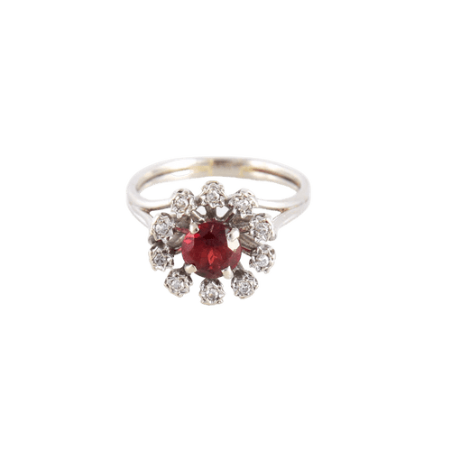 Bague Bague Marguerite Grenat Diamants 58 Facettes