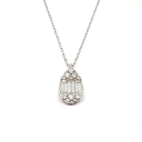 Collier Collier poire diamants or blanc 58 Facettes