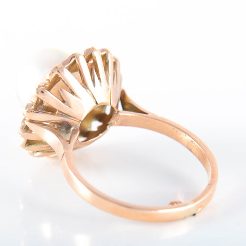 Bague 56 Bague Fleur Perle Diamants 58 Facettes LP 917