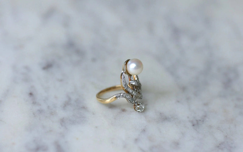 Bague Bague Duchesse diamants et perle 58 Facettes