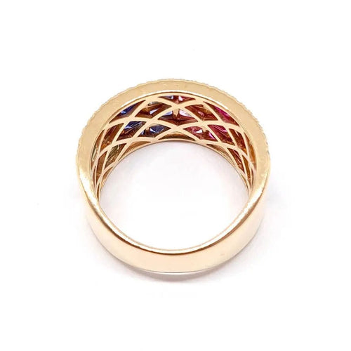 Bague Bague saphirs multicolores diamants or rose 58 Facettes