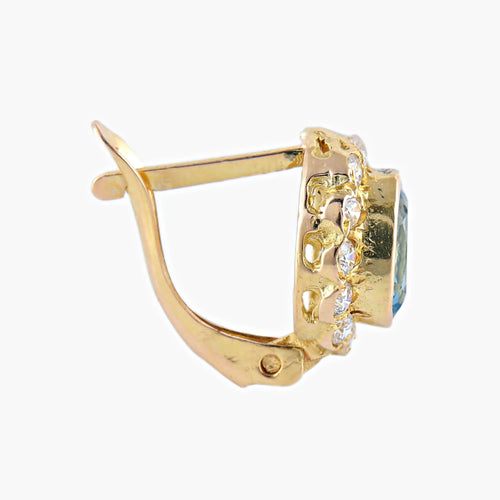 Boucles d'oreilles Or Jaune / Diamants BOUCLES D’OREILLES AIGUE MARINE & DIAMANTS 58 Facettes BO/220043