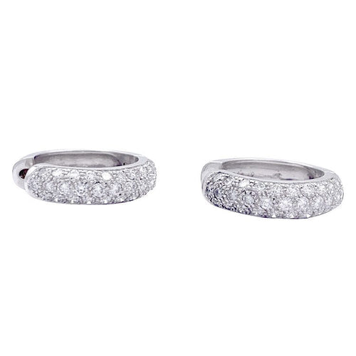 Boucles d'oreilles Boucles d'oreilles créoles en or blanc, diamants. 58 Facettes 32880