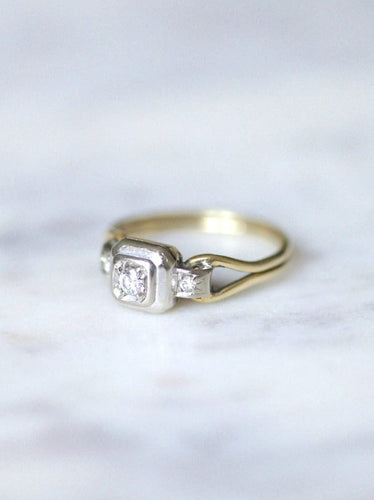 Bague solitaire vintage deux ors et diamant 58 Facettes