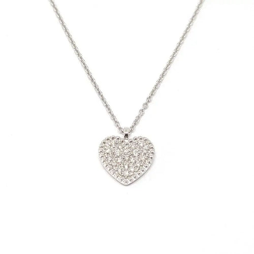 Collier Collier Coeur pavage diamants or blanc 58 Facettes