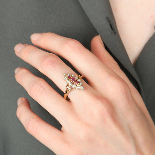 Bague Or Jaune / Diamants BAGUE MARQUISE DIAMANTS & RUBIS 58 Facettes BO/220031