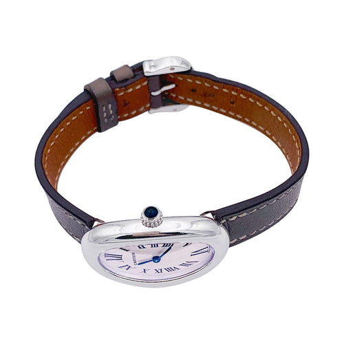 Montre Montre Cartier, "Baignoire", or blanc, cuir. 58 Facettes 32719
