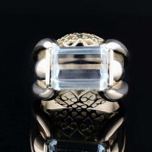 Bague 52 Bague aigue-marine or jaune tank 58 Facettes 22-378