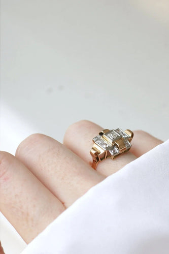 Bague Bague Tank Or rose, Platine et Diamants 58 Facettes