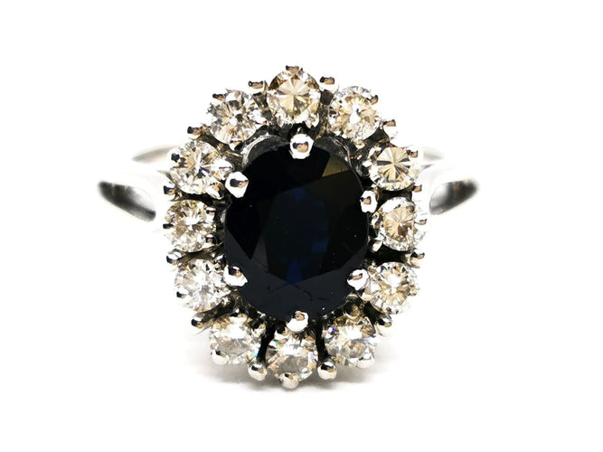 Bague 52 Bague Fleur Or blanc Saphir 58 Facettes 1269764CN