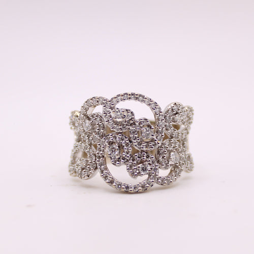 Bague 60 Bague or blanc arabesques diamants 58 Facettes