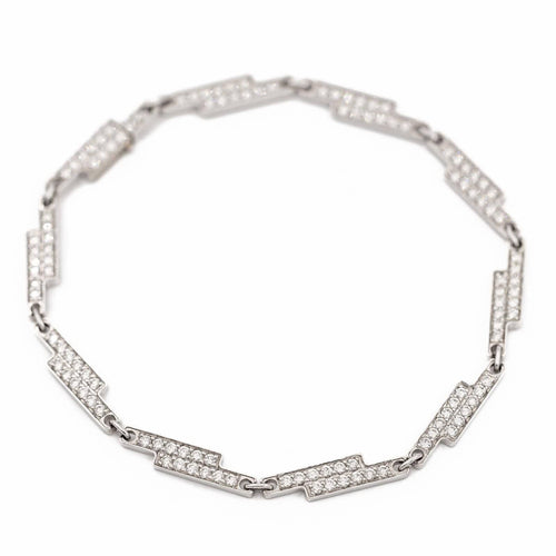 Bracelet Dinh Van Bracelet Seventies Or blanc Diamant 58 Facettes 577646GD