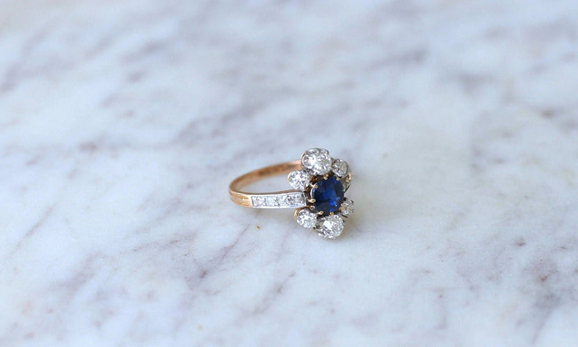 Bague Bague Marguerite Belle Epoque saphir & diamants 58 Facettes