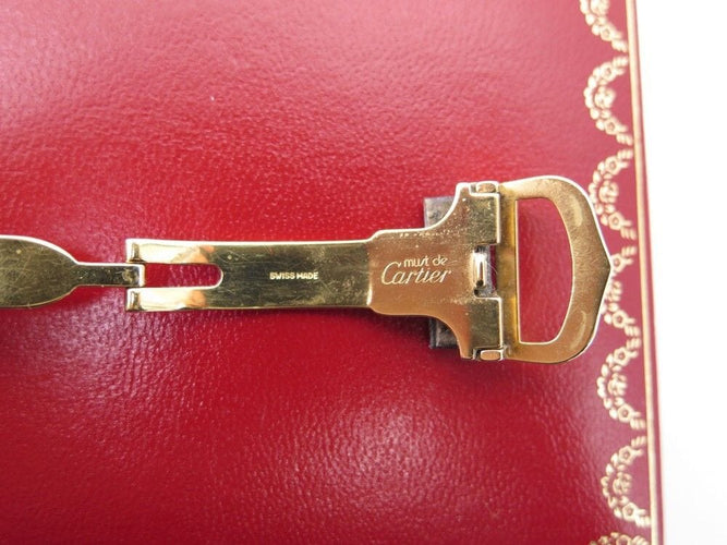 Montre vintage montre CARTIER 1810 must ronde 32 mm quartz plaque or et cuir 58 Facettes 254679