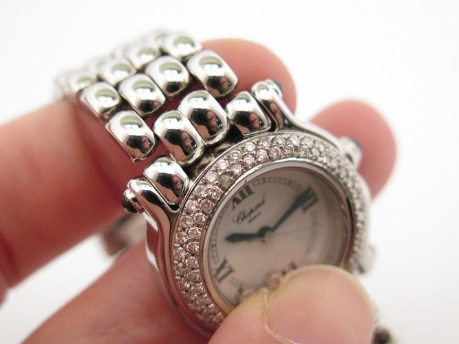 Montre montre CHOPARD happy sport 26mm quartz acier diamant 58 Facettes 241434