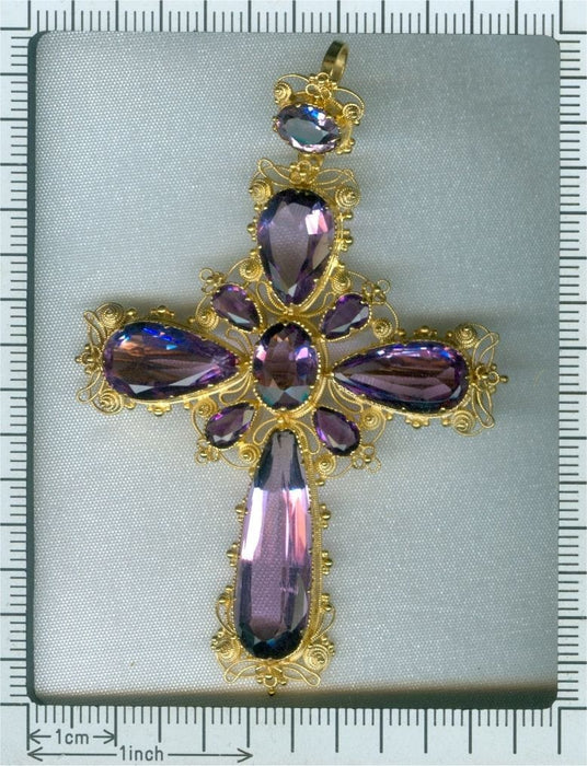Broche Broche/pendentif or croix améthystes 58 Facettes 19291-0283