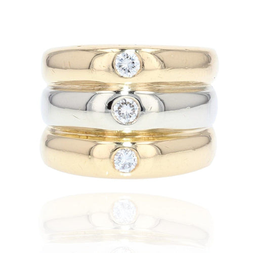 Bague 53 Bague anneaux 2 ors et 3 diamants 58 Facettes 22-004