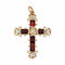 Pendentif Croix or jaune diamants grenats 58 Facettes 19-698B