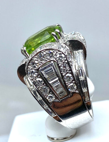 Bague 51 Bague Art Déco Platine diamants et péridot 58 Facettes