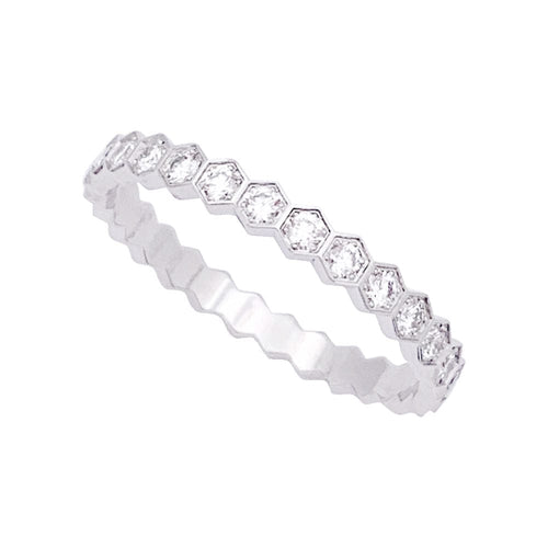 Bague 52 Alliance Chaumet "Bee my Love" or blanc, diamants. 58 Facettes 33481