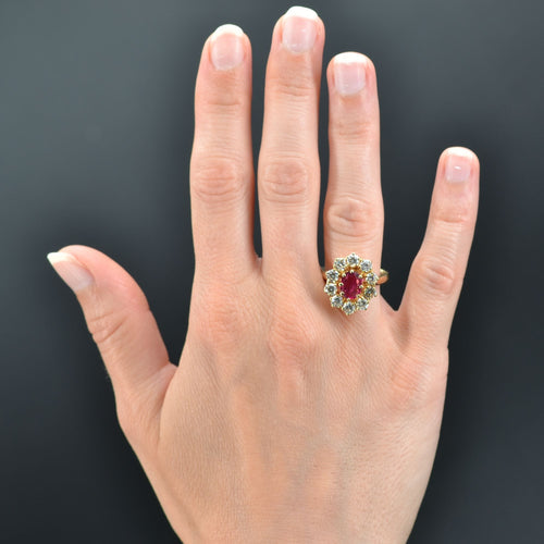 Bague 50 Bague marguerite or jaune rubis diamants 58 Facettes 22-229